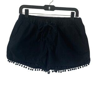 J Crew womens Pom-pom Linen-Cotton Drawstring Short S 3" inseam comfort beach